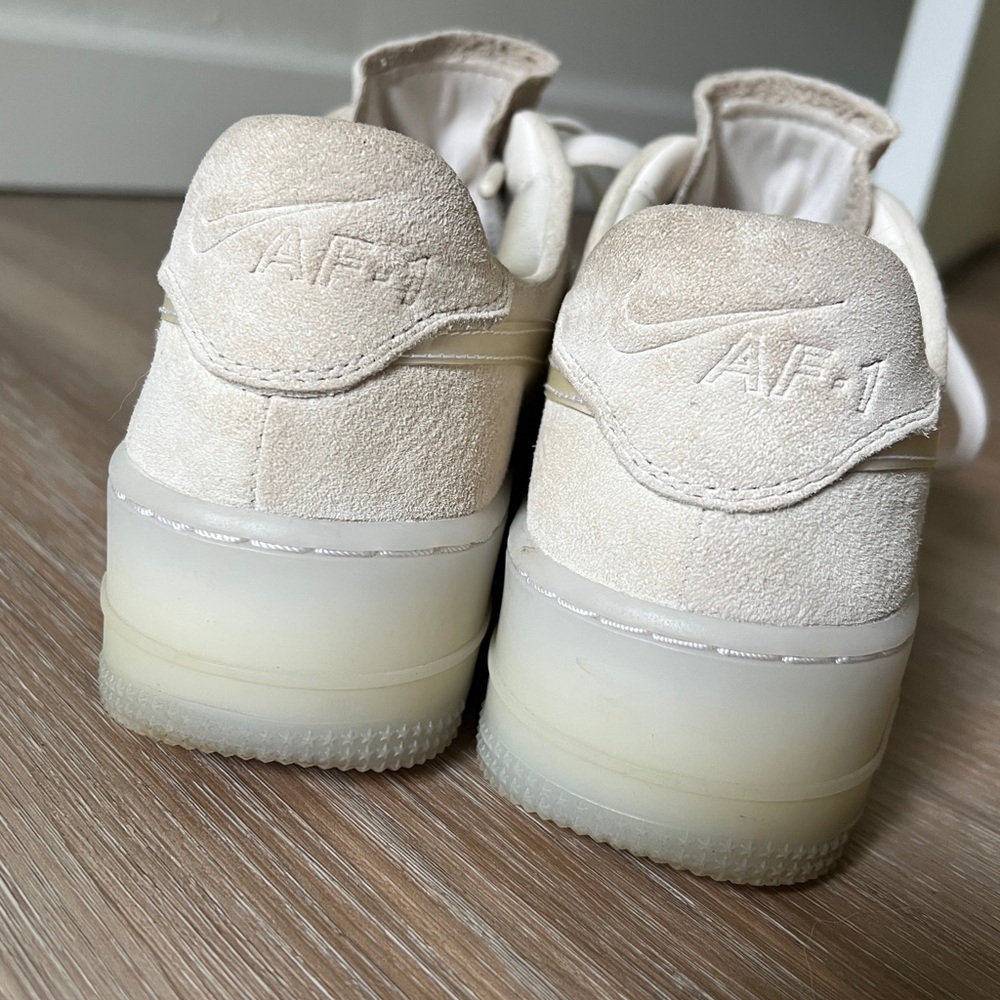 Nike Women's Pale Yellow Suede Air Force 1 Shadow Sneakers - Picture 6 of 8